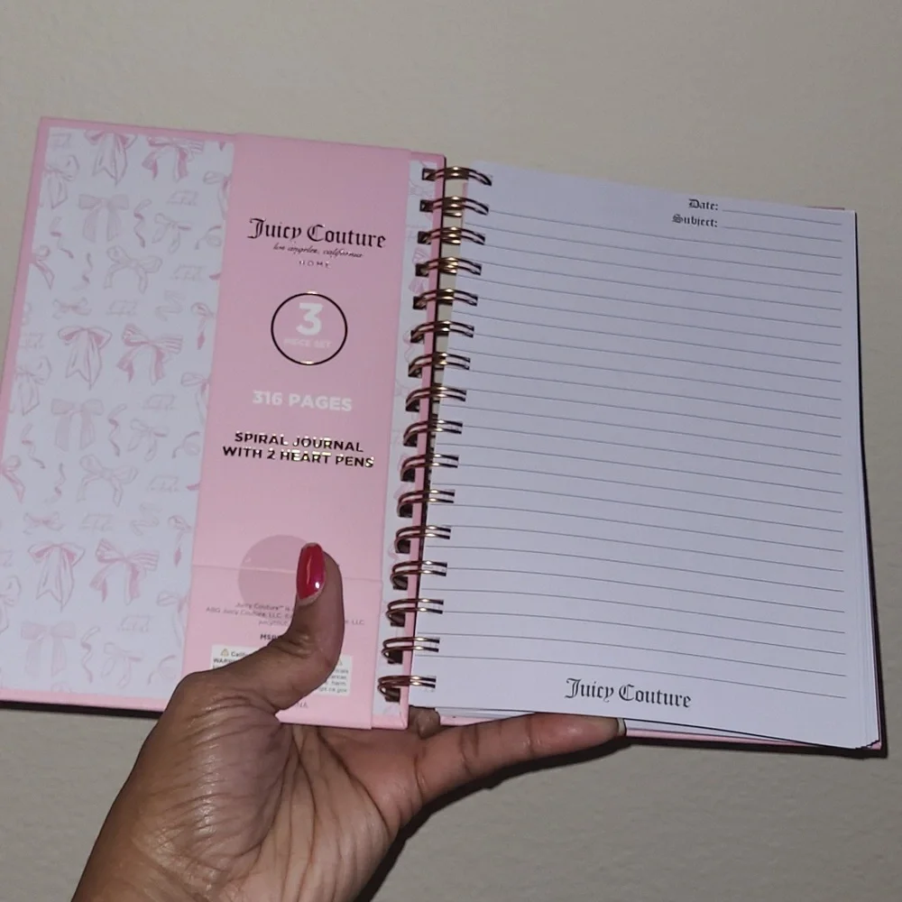 Juicy Couture Pink Journal with Heart Pens - Picture 3 of 9